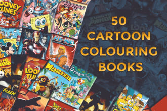 give you 50 most popular kids cartoon coloring books having 1500 coloring pages