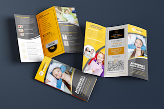 design medical trifold, dental trifold, home care, old care