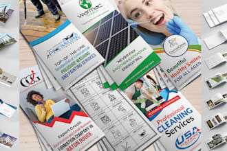 design brochure, flyer, postcard for real estate, solar, wash, dental, cleaning