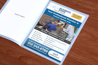 design magazine ad, newspaper ad, flyer for plumbing, pressure washing, medical