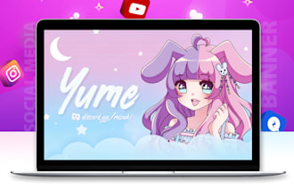 design gaming banner, anime banner for twitch and youtube