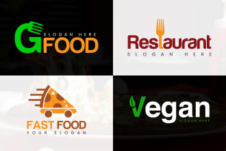 design amazing vegan, bistro, pizza, bbq, burger, food logo