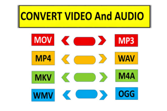 convert any video or audio file mp4, mov, mp3, wav in 24h