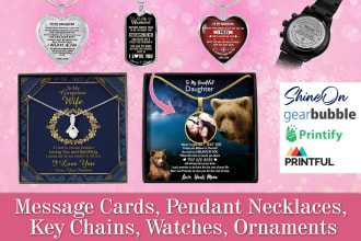 design profitable gearbubble, shineon necklaces, message cards