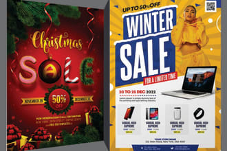 make black friday cybermonday,season sale or christmas, flyer winter sale flyer