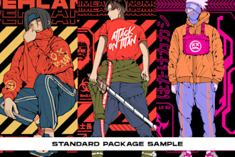 created anime streetwear tshirt design