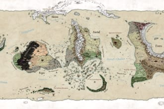 draw a fantasy world map for dnd, books, rpgs, etc