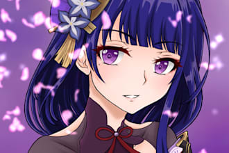 draw digital art in anime style full color