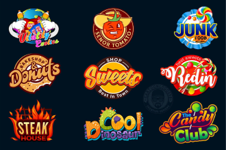 design candy, sweets, chocolate, bakery, delights, food logo