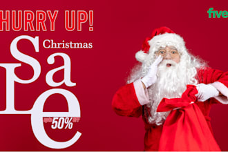 make santa claus hold your logo for christmas, banner, social media post