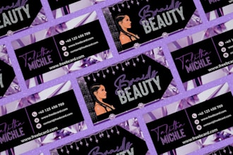beautiful glitter feminine business card and signature logo with 3d mockup