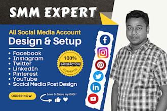create all social media account setup for business and graphics design