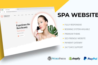 build beauty salon, spa website by using elementor template