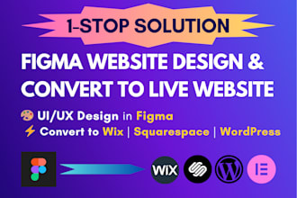 design website UI UX in figma and convert figma to wix squarespace wordpress