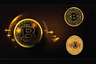 design killer crypto token cryptocurrency coin nft blockchain bitcoin badge logo