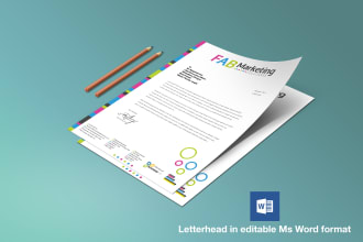 design professional letterhead in editable ms word format