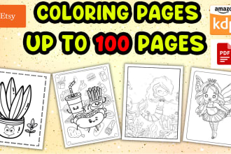 illustrate 100 coloring book pages for kdp or etsy