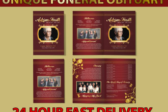 design unique funeral flyer trifold   obituary magazine  memorial 24 hour