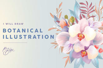 make a botanical illustration of flowers, plants, fruits