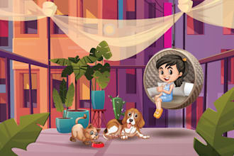 draw cute children book and kids book illustration