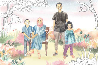 draw beautiful couple, family potrait