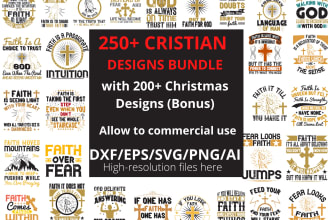 give 250 christian tshirt design bundle svg, png, dxf, eps