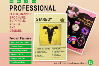 design any flyer, poster, or menu in adobe illustrator and photoshop