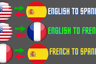 professionally translate english to french, spanish and vice versa