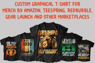 design custom graphical t shirt design for merch and pod