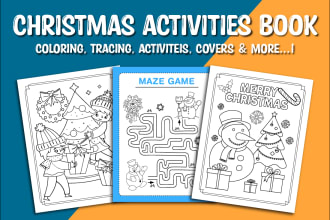 illustration coloring page, children activity book for KDP
