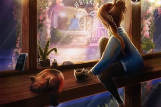 draw a full scene digital painting