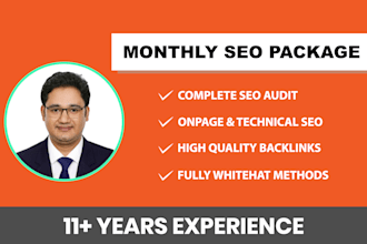 do complete monthly SEO service package for google ranking