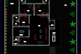 draw your floor plans in autocad for houses, offices, cafe