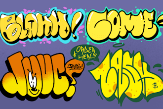 make graffiti throwups font for your name or brand