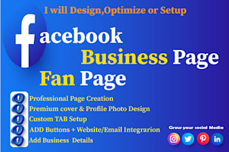 create,optimize or setup facebook business or fan page