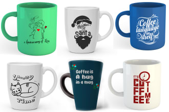 do custom typography coffee mug or cup design for print