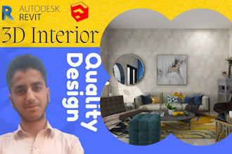 3d architecture render your home interior, living room, and kitchen design