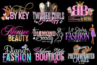 do feminine lip gloss,hair,nails,eyelashes,fashion,boutique beauty logo design