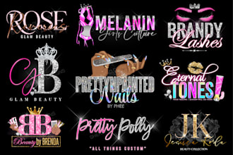 do feminine cosmetics boutique eyelashes beauty nail makeup spa hair logo design