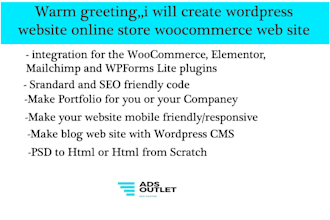 create wordress website woocommerce online store