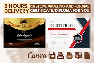 design amazing formal custom certificate and diploma deliver in 3 hours