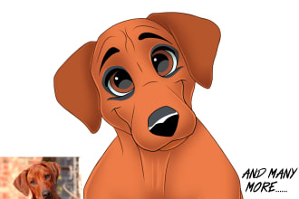 draw your pet cartoon cat dog family in disney style