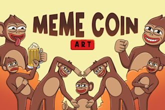 draw funny crypto meme coin art for your memecoin website, social media