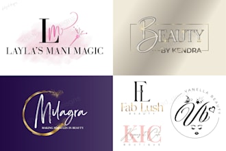 do feminine watercolor luxury beauty cosmetics eyelashes hair logo design