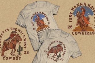 draw western vintage illustration for your t shirt and logo
