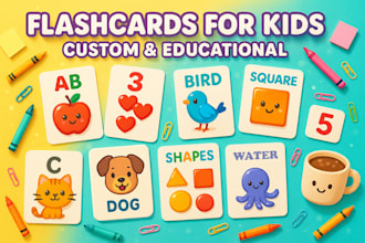 create any type of flash cards with digital illustrations
