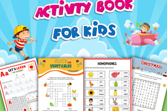 design custom worksheets and activity book for kids