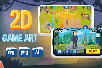 create high quality 2d game design assets, icons and ui