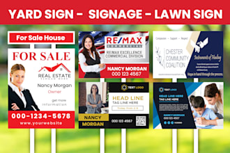 design yard sign, lawn sign, shop sign, signage, bandit sign and billboard