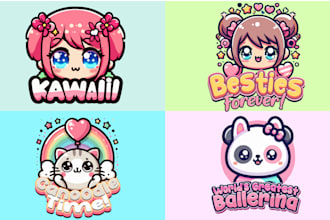 create cute mascot kawaii logo cute chibi cartoon animal illustration